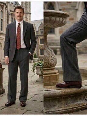 VTG Ralph Lauren Polo University Club Suit 40R Gray Pinstripe 80s POWER SUIT